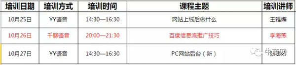 牛商網(wǎng)課程表